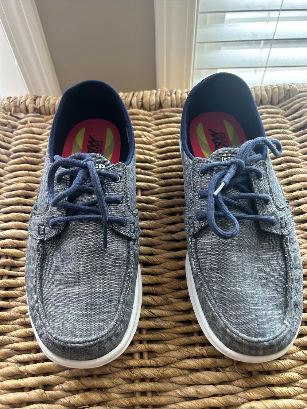 Skechers Women’s Gogamax Go Step Navy and Gray Boat Shoes Size 8